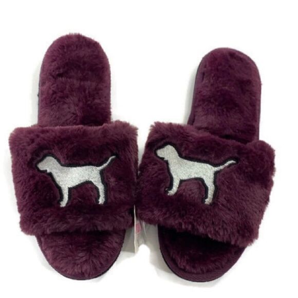 Victoria's Secret PINK Dog Fluffy Slides Slippers - Picture 3 of 4